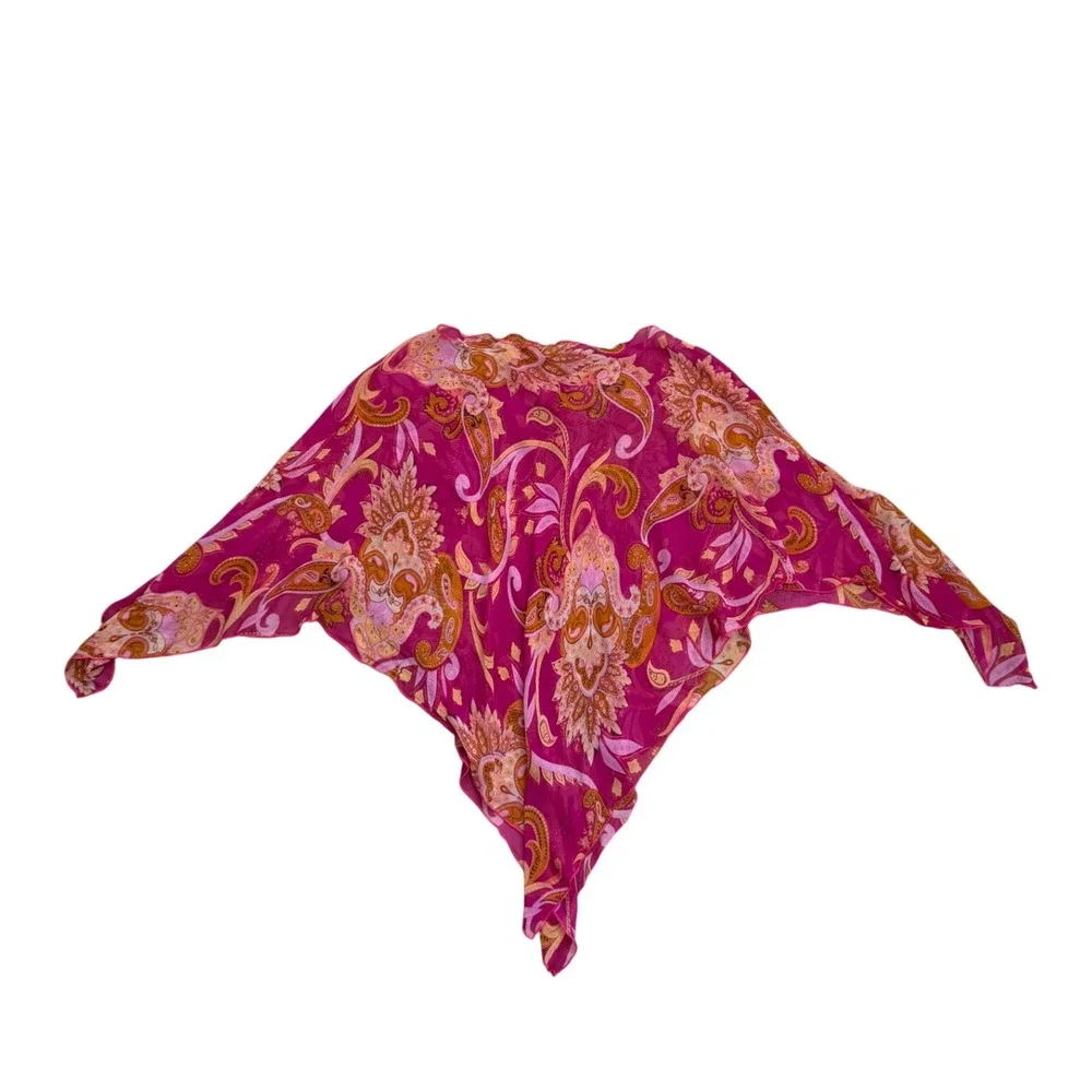 Echo Silk Shawl Pink Paisley Sheer Lightweight Bohemian Accessory One Size